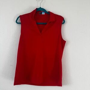 PGA Tour Womens Red Sleeveless Golf Polo Shirt Airflux Size L